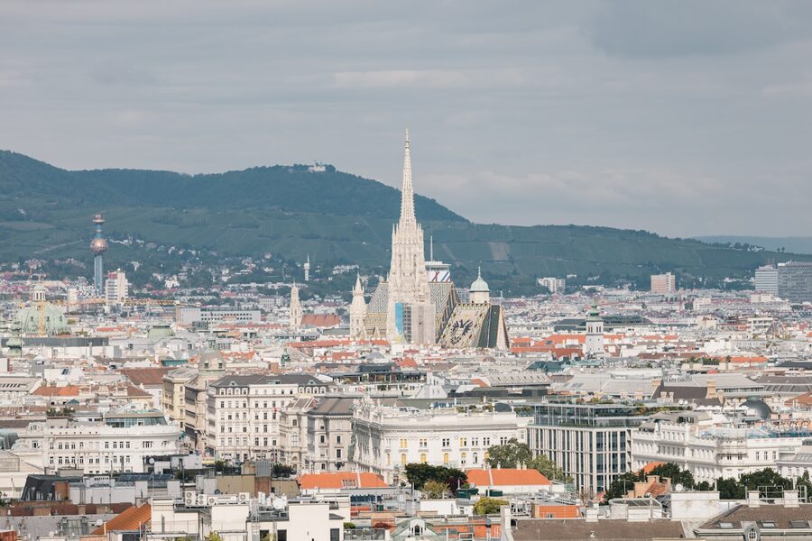 Wien von oben mit dem Stephansdom